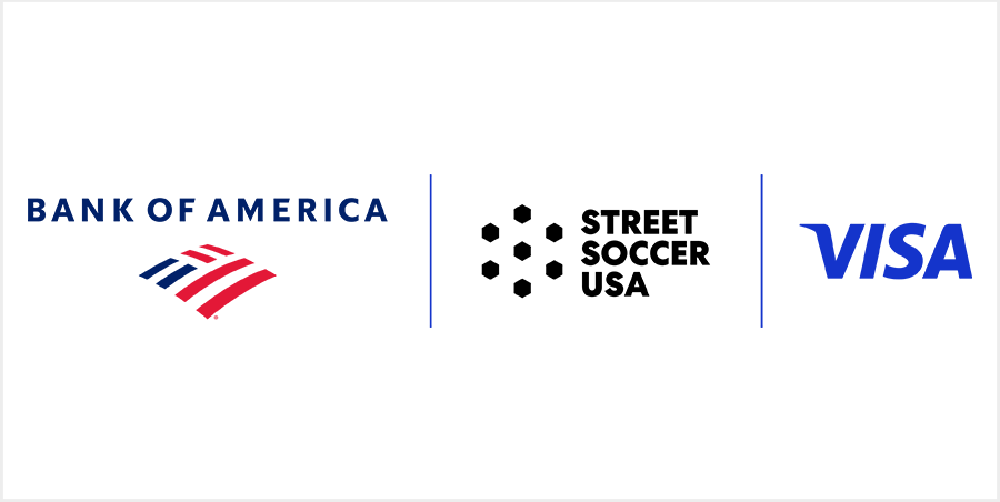 Bank of America, Street Soccer USA, and Visa logos